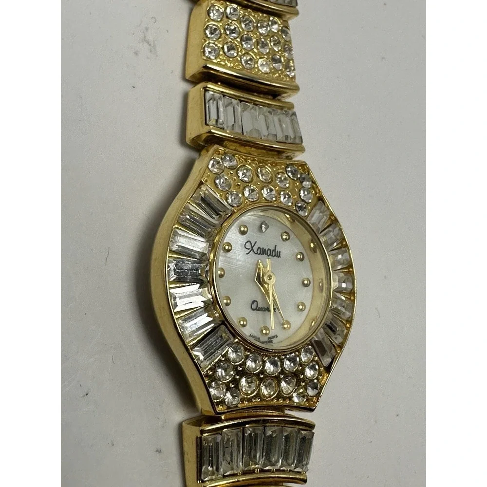 Xanadu Ladies Watch White Crystals New Battery 24MM 7.25